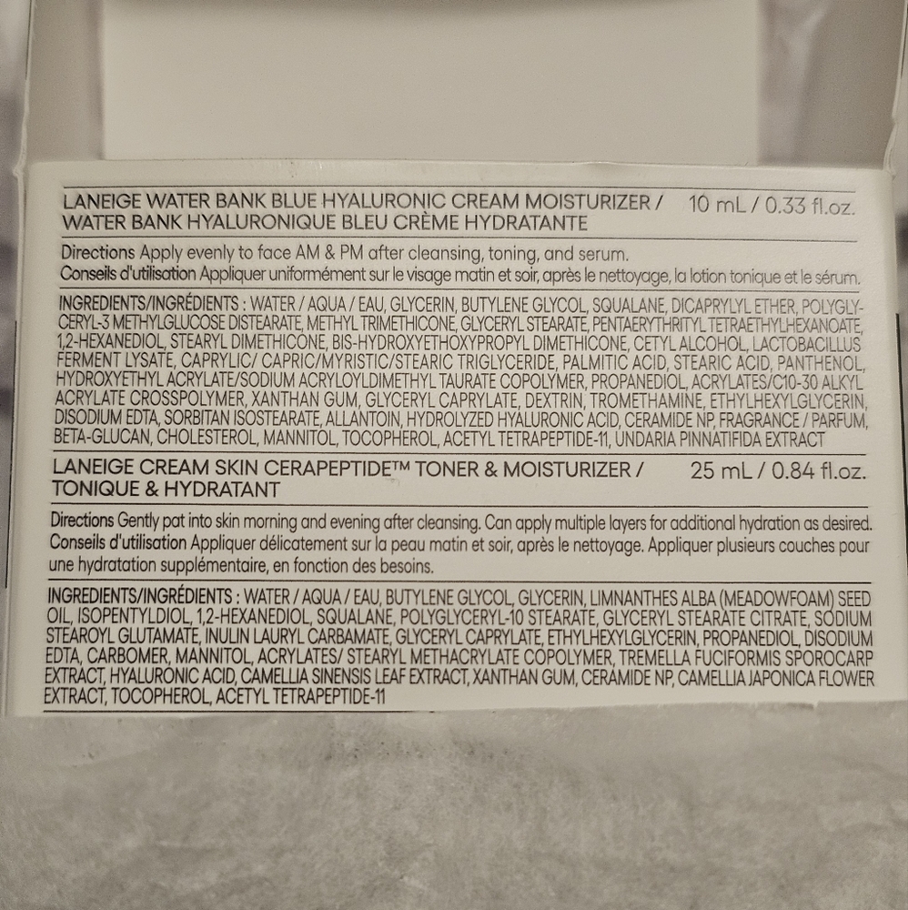 🆕️ LANEIGE Cream Skin Toner and Water Bank Hyaluronic Cream Moisturizer NIB - Picture 2 of 2